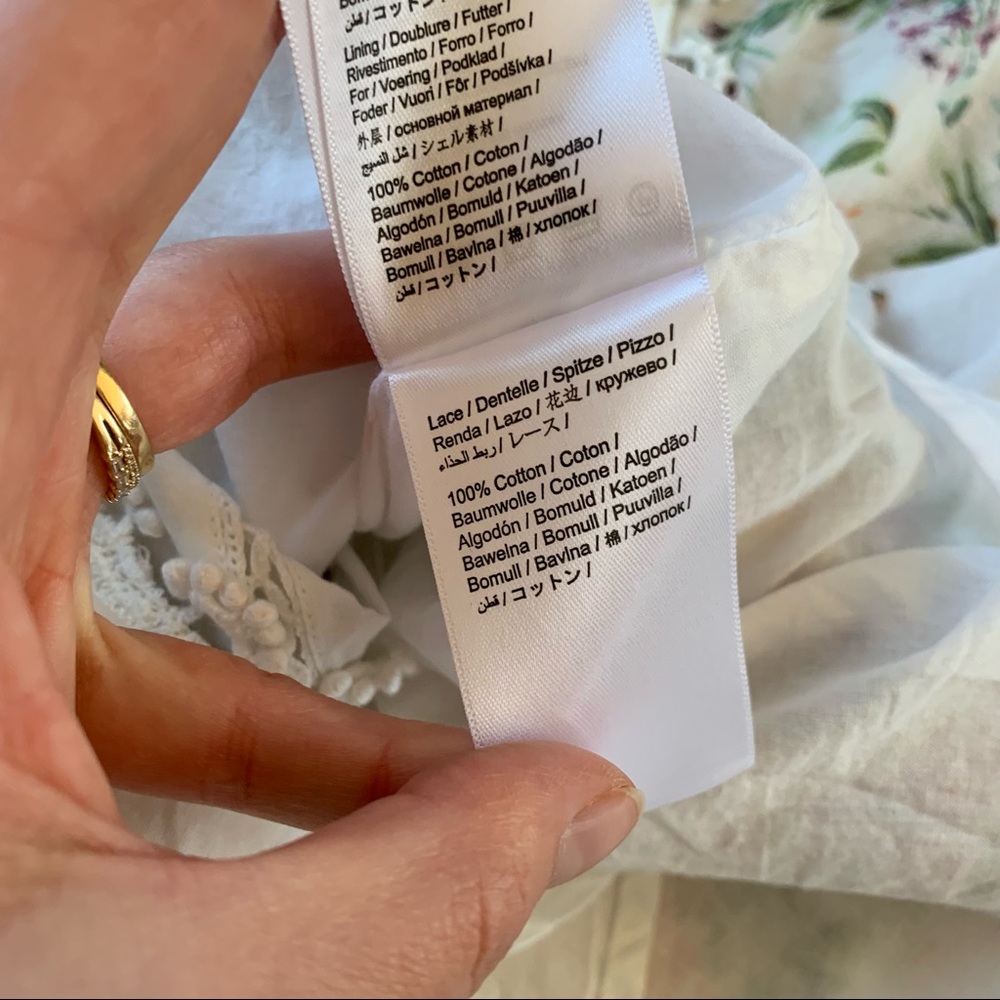 Farm Rio Sz S Louise Wrap Skirt White Floral Midi Ruffle Botanical Print Cotton - Picture 10 of 12